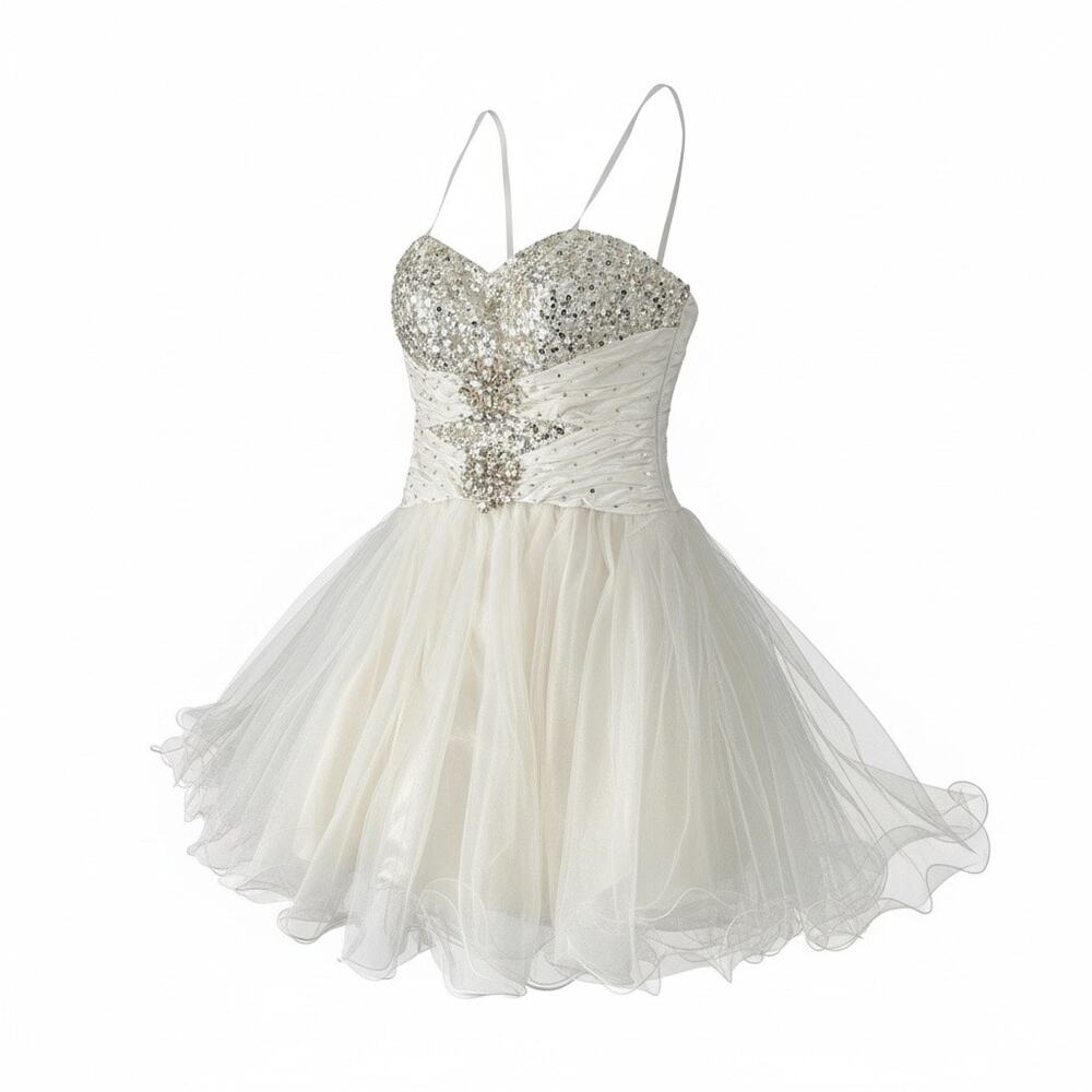 B Darlin White Crystalline Sweetheart Mini Dress